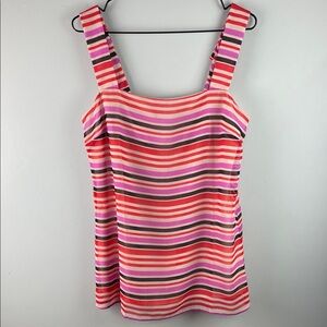 Cabi #3448 Striped Pink and Red Top Size S